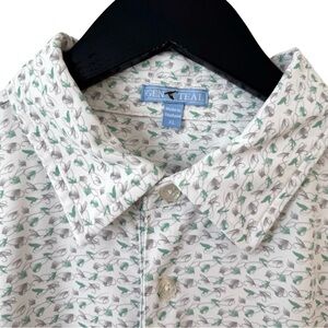 GenTeal XL Printed Short Sleeve Performance Golf Polo White Fishing Lure Print